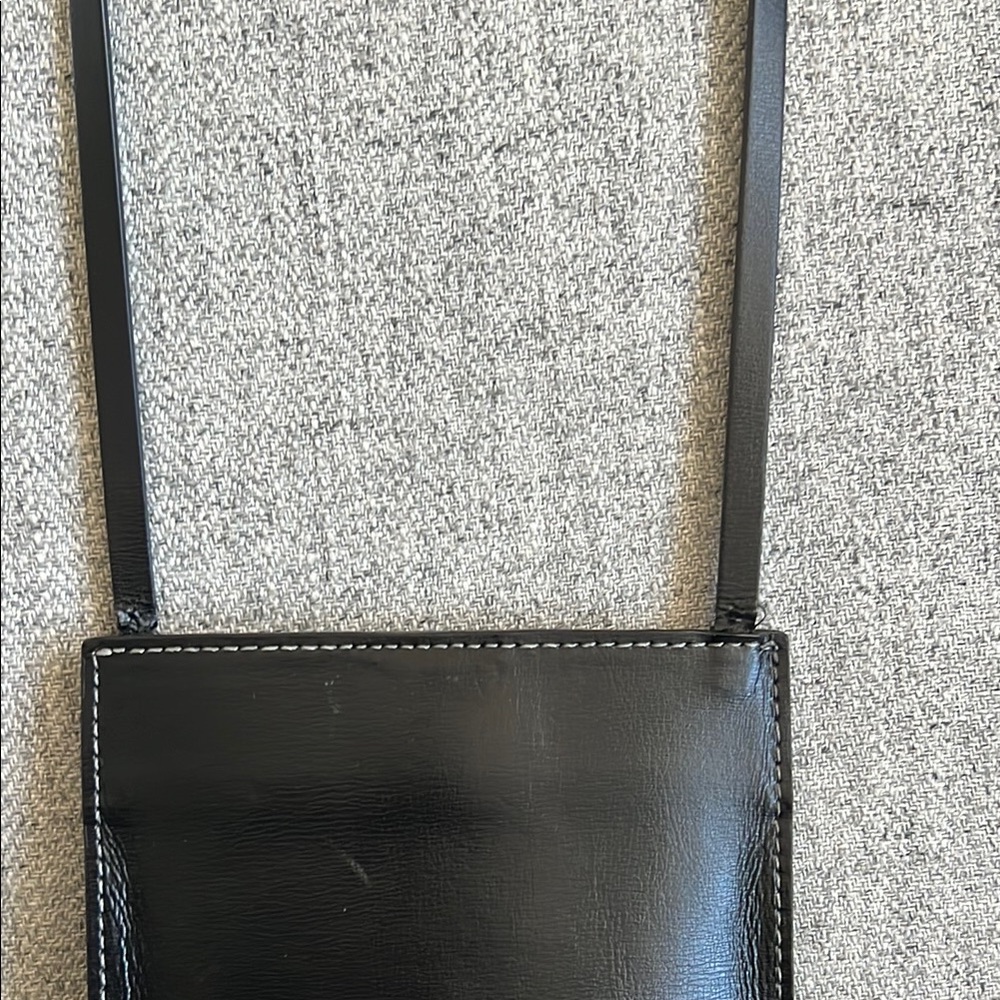 GANNI Black Recycled Leather Phone Bag with Crossbody Strap - Picture 12 of 15